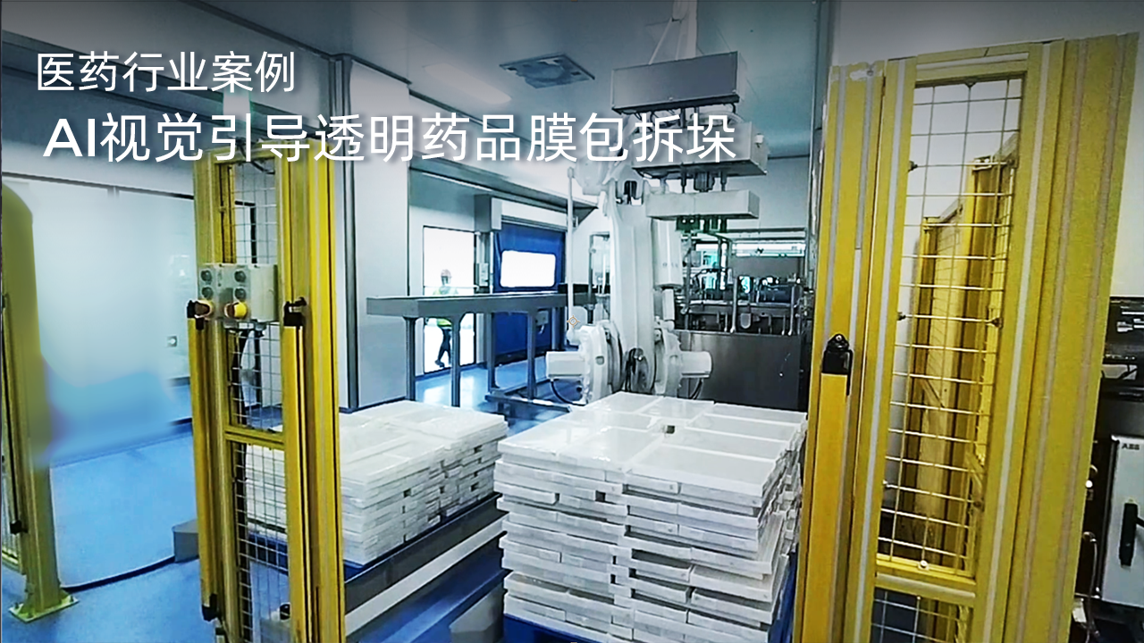 AI視覺引導(dǎo)透明藥品膜包拆垛